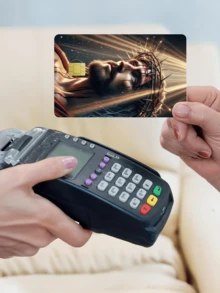 1pc Official Lord Credit Card Sticker Privacy Protection Card Skin, God Bless Holy Light Holiday Gift PVC Material Anti-Fingerprint Anti-Scratch Wear-Resistant Card Sleeve, Suitable For Men, Women, Couples, Small Chip Card, Bank Card Decoration Sticker, Credit Card, Transit Card, Student Campus Card Personalized DIY - Type a - View 2