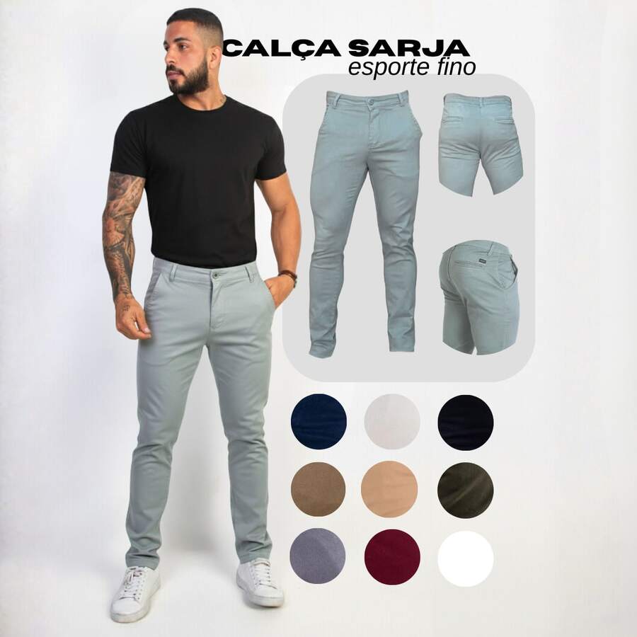 Urban Zone Jeans Men's Casual Slim Fit Twill Pants With Elastane - 灰色 - 查看 1