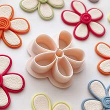 1pc Flower Shaped Polymer Clay Cutter, Love Theme Art Earring Making Tool, For Earrings, Brooches, Pendants, High Precision Soft Ceramic Mold, Suitable For DIY Art Clay Earring Creation Tool - Apricot - View 5