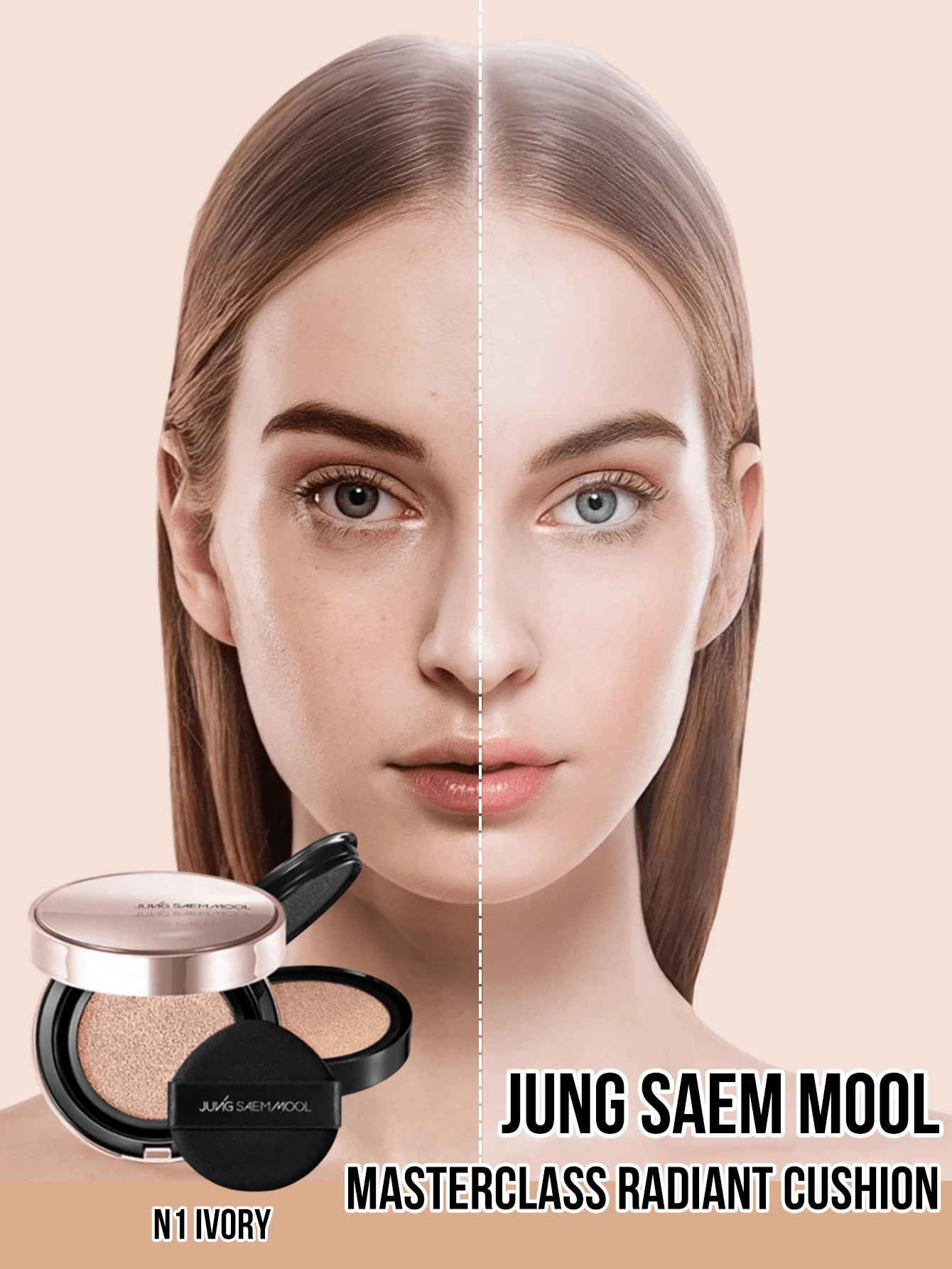 JUNG SAEM MOOL Masterclass 光澤氣墊粉底 N2 VANILA,含替換芯,亮澤水潤,保濕發光,長效遮瑕,輕盈透氣,方便補妝,微米粉體技術 - N1 IVORY - 查看 1