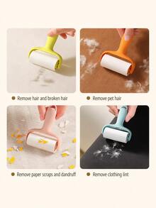 1 Set Convenient Mini Lint Roller Kit - 1 Handle + 3 Refill Rolls, Strong Adhesive For Pet Hair Removal, Easy To Use, Reusable Handle, No Electricity Needed For Pet/Clothes/Carpet/Car Seats, Essential For Pet Owners - Multicolor - View 5