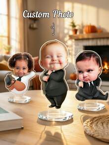 1/3/5pcs Customized Baby Boss Acrylic Desktop Decor, Personalized Photo Acrylic Plaque, Birthday Decoration Display Sign, Creative Commemorative Gift, Customized Desktop Ornament - Multicolor - View 1