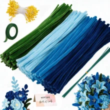572pcs Blue Green Tubular Cleaning Sticks, Soft Material, Dense And Thick, For Making Flowers, Roses, Small Roses, Blue Roses, Trees, Bouquets, Animals, Plants And More, Suitable For DIY Craft Enthusiasts, Graduation Gifts, Back To School, Office Supplies, Home Decor, Creative Packaging, Holiday Gifts, Birthday Gifts, Multi-Color Soft Sticks DIY Craft Materials - Teal - View 2
