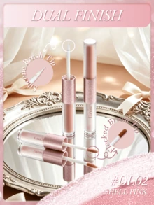EUNARZ 持久亮泽双头唇膏。高显色度裸色和透明双色亮泽配方，打造Y2K闪耀妆容，滋润保湿。适合作为生日和母亲节礼物，也是派对妆容的必备单品。最佳颜色 - #DL02 SHELL PINK - 查看 7