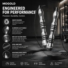 MOGOLD Precision Bearing Jump Rope – Aluminum Alloy Handles, Steel Wire Cable, Non-Slip Silicone Grip, Adjustable Length For All Fitness Levels - T77-dS - View 3