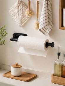Wall-Mounted Metal Toilet Paper Holder, Smooth Matte Black Toilet Paper Dispenser With Stable Rotating Axis; Suitable For Home Decorators, Rental Property Landlords, Bathroom Renovators, Can Be Installed In Bathroom, Kitchen, Powder Room, Kitchen Essential Home Decor Bathroom Decor Autumn Decor Autumn Home Decor Kitchen Decor Kitchen Bathroom Bathroom Storage - Multicolor - View 2