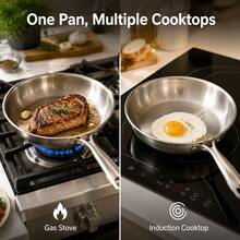1pc Stainless Steel Non-Stick Frying Pan, No Coating Cookware, Suitable For Steak, Suitable For Gas Stove And Induction Cooktop, Frying Pan, Pot, Cooking Pot, Kitchen, Christmas, Stainless Steel Frying Pan And Wok Set, Cookware Set, Induction Cooktop Suitable Cookware Set - View 3