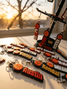Gantungan Kunci Nama Basket Kustom | Hadiah Tim yang Dipersonalisasi | Hadiah Basket Remaja Berkualitas Tinggi | Label Tas - Gantungan Kunci Mulut Ikan Bola Basket C - View 3