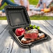 FookmeKag [48 Sets] Black 3 Compartments], Plastic Food Preparation Container, Made Of PP Material, Reusable, Can Be Put In Dishwasher, Microwave Oven & Freezer, Suitable For Food Preparation, Christmas Parties, Halloween Events, Gifts, Kitchen. - 規格 - 查看 9