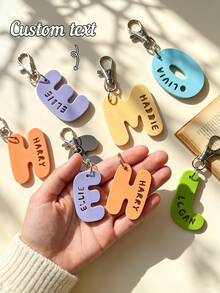 Personalized Initial Name Keychain, Customized Backpack Charm, Acrylic Lunch Box Label, Diaper Bag Charm, Personalized Name Bag Charm, Back To School Gift, Customized Initial Keychain, Key Ring - C-letter Keychain - View 1