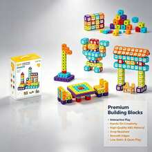 Number Recognition DIY Building Blocks Set, With Number Patterns To Assemble Houses, Towers, Tables And Chairs In Multiple Shapes, Logical Thinking And Fine Motor Skills. Suitable For Home Desktop Assembly, Kindergarten Craft Classes, Recess Educational Play, Christmas, Halloween, Birthday Party Children's Gifts. - Multicolor - View 4