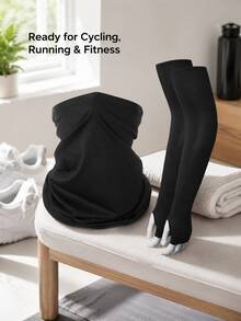 2-In-1 Sun Protection Set, Fingerless Ice Silk Arm Sleeves + Cooling Sun Protection Neck Gaiter, Lightweight And Breathable, Suitable For Cycling, Hiking, Golf And Other Outdoor Sports - Multicolor - View 5
