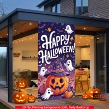 2D Flat Banner 1pc Day Of The Dead Theme Vintage Pumpkin Painted Backdrop, Suitable For Outdoor/Indoor Yard/Garden/Lawn Entrance/Porch Window Party Decoration Halloween Decoration - A - View 6