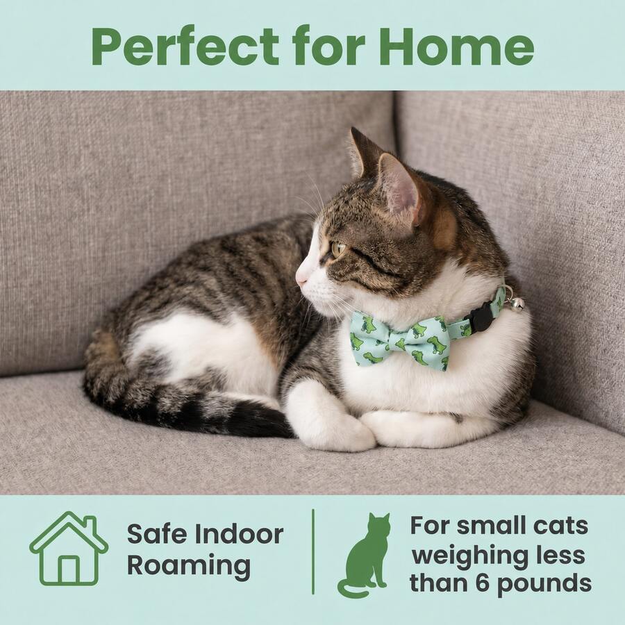 PINCOOL 1 pieza Collar de gato lindo con hebilla anti-estrangulamiento, sin función de correa, collar decorativo para gatos y perros, circunferencia máxima del cuello 22cm - Verde - Ver 1