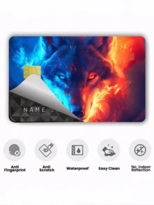 1pc Flame Wolf Official Credit Card Sticker Privacy Protection Card Skin, Ice & Fire Wolf Holiday Gift PVC Material Anti-Fingerprint Anti-Scratch Wear-Resistant Card Sleeve Skin, Suitable For Men, Women, Couples, Small Chip Card, Bank Card Decoration Sticker, Credit Card, Transportation Card, Student Campus Card Personalized DIY - Type a - View 6