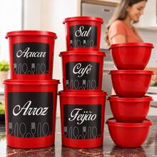 Kit Potes Mantimentos  Peças Variadas +  Bowls Redondos Vasilhas Organizador de Cozinha - Visão 2