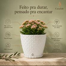 Vaso de planta modelo diamante altura de 20 cm - Branco - Visão 3