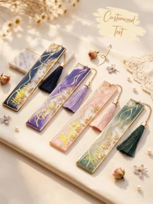 Custom Printed Gilded Gold Foil Epoxy Bookmark With Silk Tassel, Customizable Text As Reading Companion, Resin Marker For Teachers Students Classmates, Sweet Gift For Teacher's Day And Back-To-School Season - Quicksand Bookmark - View 1