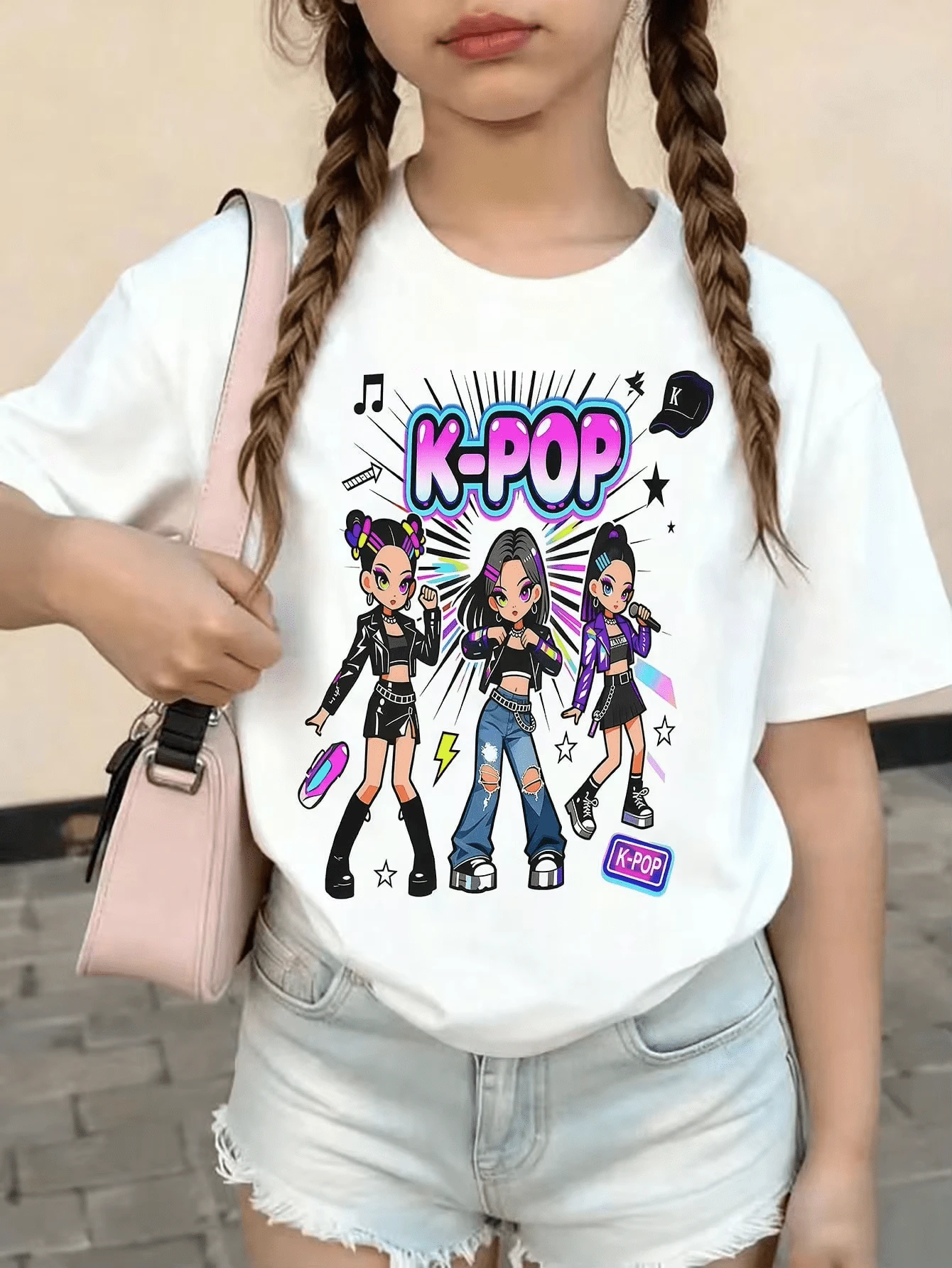 Popsicle Clean Girl Teen Summer Printed Short Tops Coordinati Estivi Donna - 白色 - 查看 1
