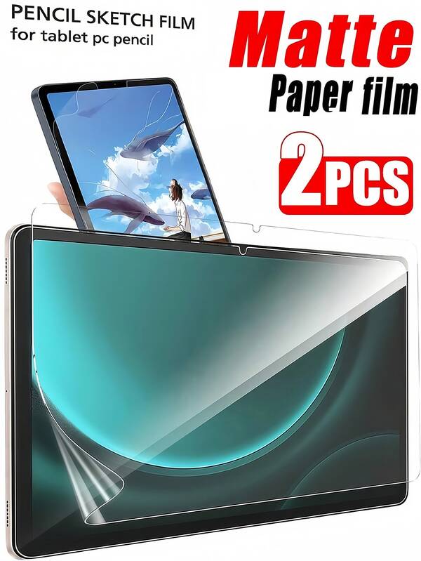 2pcs Matte Paper Like Film Tablet Screen Protector Anti Glare Anti Fingerprint Explosion-Proof Scratch Resistant, Easy To Stick, Compatible With Samsung Galaxy Tab S9 S8 S7 S11/Compatible With IPad Air Pro 11/13 Models/Compatible With Xiaomi /Compatible With Huawei Matepad/Honor Office/Painting Eye Protection Writing Film Soft Film Non Glass Protective Film