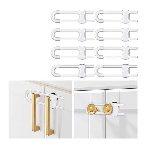 6/4/2pcs Multi Functional Drawer Lock Easy To Install, Adjustable U-Shaped Lock Can Be Used For Cabinet, Refrigerator Door Handles, Newborn Baby Gifts