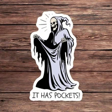 1 pieza Pegatina de bolsillo con la Segadora de almas humorística, Pegatina de vinilo con cita de eslogan sarcástico de Halloween, Adecuada para portátil, botella de agua, cuaderno, Pegatina estética inquietante impermeable, Accesorio de papelería para álbum de recortes, Regalo de vuelta a la escuela para amigos - Multicolor - Ver 1