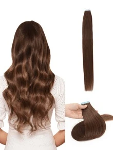 20pcs/Pack Tape-In Hair Extensions, Human Hair, 12-24 Inches, Invisible Tape-In Hair Extensions, Seamless Double-Sided Tape Hair Extensions, Human Hair Tape-In Hair Extensions, Christmas Hair Extensions - Multicolor - View 127