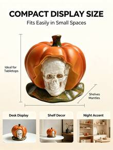 1pc Halloween Duck Penguin Pumpkin Statue, Gothic Skull Decor, Spooky Desktop Ornament, Home Party Decoration - A - View 9