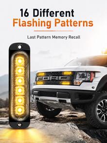 XF.Meraki 2件/4件 6 LED琥珀色閃光燈，卡車緊急閃光燈組，12V-24V警告危險閃爍車燈，LED燈，汽車配件，摩托車配件 - 6LED - 查看 4
