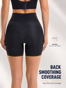 Seamless High Waist Tummy Control Shaping Shorts, No-Trace Body Contour Sculpting - Black - View 8