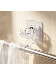 2/4/8pcs Curtain Rod Brackets Hooks, Universal No-Drill Rod Clips, Multi-Function Wall Clips, Suitable For Bathroom Kitchen Hotel, Tool-Free Installation, Fits 1-2cm Diameter Rod - Multicolor - View 10