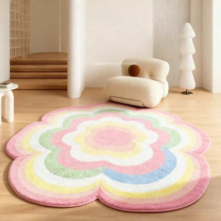 1PC Dopamine Candy Colorful Flower Soft Living Room Rug, Bedroom Decor, Home Leisure Carpet, Decorative Rug, Bedroom Decor, Small Rug, Carpet, Home Decor, Living Room Rug, Living Room Small Rug, Washable Carpet - Multicolor - View 1