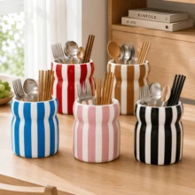 1pc Wavy Bubble Design Kitchen Utensil Holder, Glossy Countertop Storage Cup, Suitable For Spoons, Forks, Chopsticks And Cooking Tools, Cute Kitchen Storage Decor - Multicolor - View 13