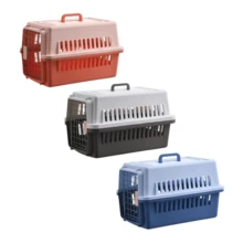 Multi-Colour Hard Plastic Pet Transit Box With Top Handle, 67*48*48cm Ventilated Pet Transport Cage With Wire Mesh Gate For Cats Small Dogs - Multicolor - View 2