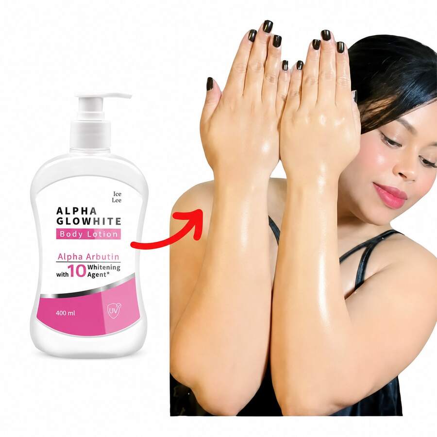 Alpha Arbutin 10倍美白身體乳液 400ml,冰感即時亮膚美白霜,不油膩快速吸收,含UV防護,適用於斑點的身體乳 - Collagen - 查看 1