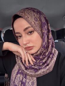 1pc Women's Paisley Jacquard Scarf/Shawl, Suitable For Various Daily Outfits, Perfect For Daily Looks, Essential For Special Occasions - Purple - View 4