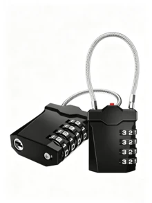 4-Digit TSA Cable Combination Padlock, Luggage Wire Lock With Opening Indicator, Suitable For Suitcases, Backpacks, Storage Bags And Lockers | 2 Pack, Black - 2Pcs - View 3