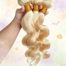 BINF 613 Body Wave Bundles Human Hair Extensions Brazilian Human Hair Quickly Weave 10-30 Inch 1 Pc Double Weft Blone Body Wave Human Hair Halloween Back To School - S613 - View 8