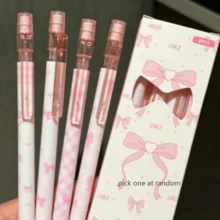 4pcs Bow Decor Neutral Pens, Large Ink Capacity, High-Value Macaron Color, Portable Transparent Barrel, Smooth Writing Stationery For Students Classroom And Office, NS Style Ribbon Bow Neutral Pens, Large Ink Capacity, High-Value Fresh Appearance, Lightweight And Portable, Student Daily Note-Taking And Office Writing Pens - Pen - View 9
