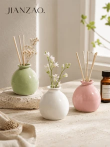 Diffusore di aromi a forma di palla rotonda stile Ins Wabi-Sabi Macaron, mini vaso sferico liscio colore macaron per fiori secchi, decorazione da scrivania per la casa - Vaso in ceramica per macaron - Visualizzare 10