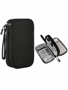 1pc Double Layer Digital Accessories Storage Bag, Universal Electronic Product Travel Cable Organizer, Suitable For Phone Storage Bag, Data Cable Organizer, Coin Purse, Jewelry Storage Bag With Compartments, Suitable For Power Bank,Bedroom Room Decor,Back To School - Multicolor - View 12
