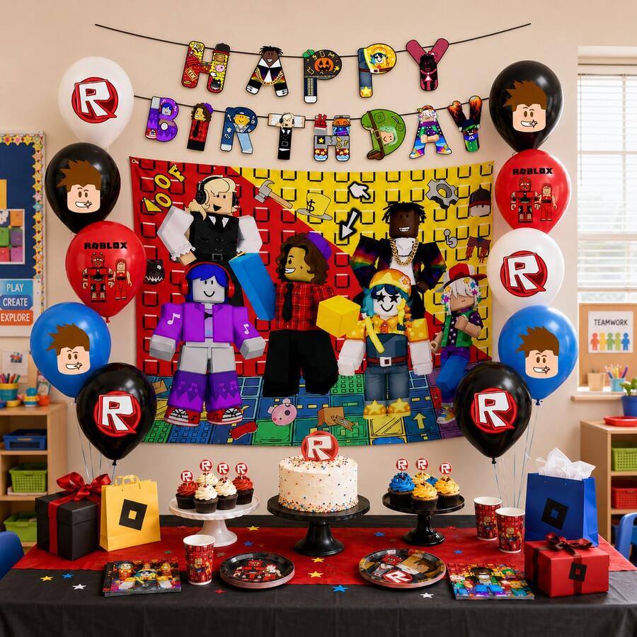 Roblox 12pcs Party Decorations Background Decor, 1Set/15pcs Banner Balloons For Birthday And Graduation Party, Suitable For Thanksgiving, Halloween And Christmas Events, Ideal For Celebrations, Gatherings And Unique Occasions, Holiday Gift