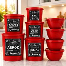 Kit Vasilhas Organizador de Cozinha Potes Mantimentos + Potes Redondos Multiuso - Visão 15
