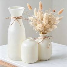 Set di 3 vasi moderni in ceramica, vaso decorativo minimalista in stile nordico boho, elegante vaso da fiori da tavolo per soggiorno, sala da pranzo, matrimoni e decorazione d'interni - 3pz - Visualizzare 7