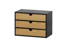 STARLEY - Organizador De Escritorio De Bambú Con Cajones De 3 Niveles, Caja De Almacenamiento Multiusos Para Oficina Y Hogar (Disponible En Blanco Y Negro) - Negro - Ver 7