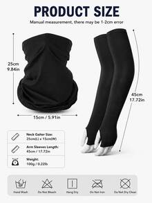 2-In-1 Sun Protection Set, Fingerless Ice Silk Arm Sleeves + Cooling Sun Protection Neck Gaiter, Lightweight And Breathable, Suitable For Cycling, Hiking, Golf And Other Outdoor Sports - Multicolor - View 1