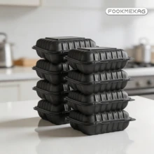 FookmeKag [48 Sets] Black 3 Compartments], Plastic Food Preparation Container, Made Of PP Material, Reusable, Can Be Put In Dishwasher, Microwave Oven & Freezer, Suitable For Food Preparation, Christmas Parties, Halloween Events, Gifts, Kitchen. - 規格 - 查看 5