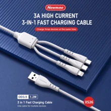 Newmine XS26 三合一充電線，耐用PVC，快速充電，國標銅芯銅絲，廣泛全相容，Lightning+TYPE-C+Micro - 白色 - 查看 8