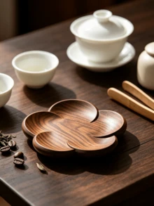 2件/1件裝 黑胡桃木杯墊 茶壺墊 耐熱創意花形圓形木製杯墊 咖啡杯墊 適合餐桌裝飾 餐廳 廚房 客廳 節日禮物 - 彩色 - 查看 2