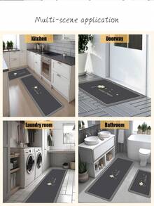 1pc Dark Gray Clover Pattern Rubber Mat, Easy To Absorb Water And Easy To Clean, Suitable For Kitchen, Bathroom And Other Areas, All-Year Round, Suitable For Various Holidays - Multicolor - View 7